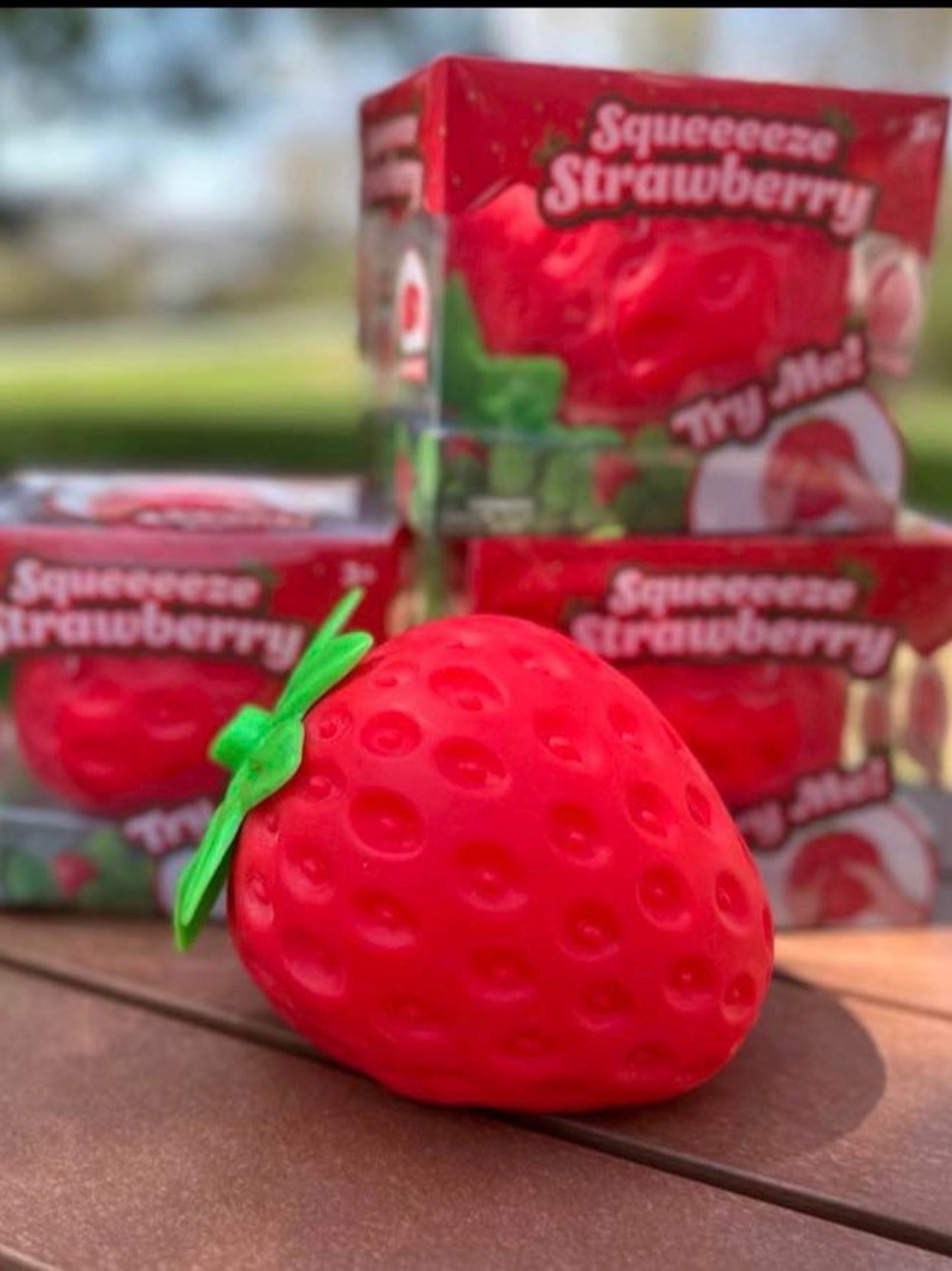 Bundle of TWO (2) Squeeeze Strawberry Squishy. Viral Toy like Needoh. New.